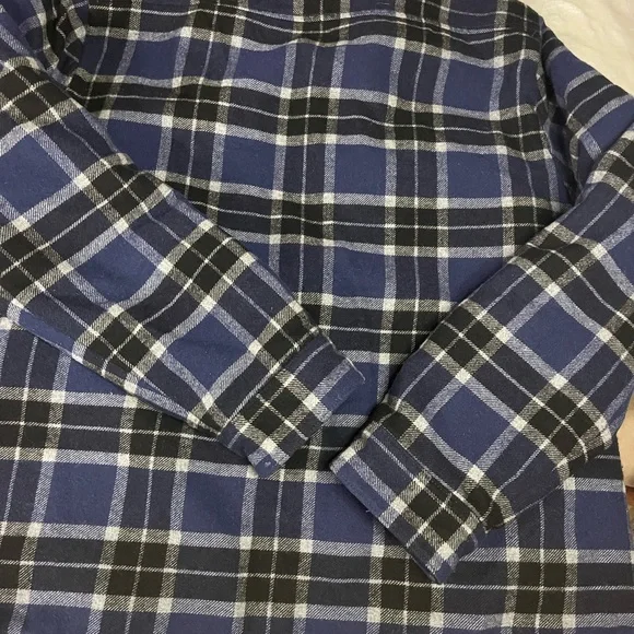 Abercrombie & Fitch Fleece Lined Flannel Blue & Black Jacket XL - Picture 3 of 4